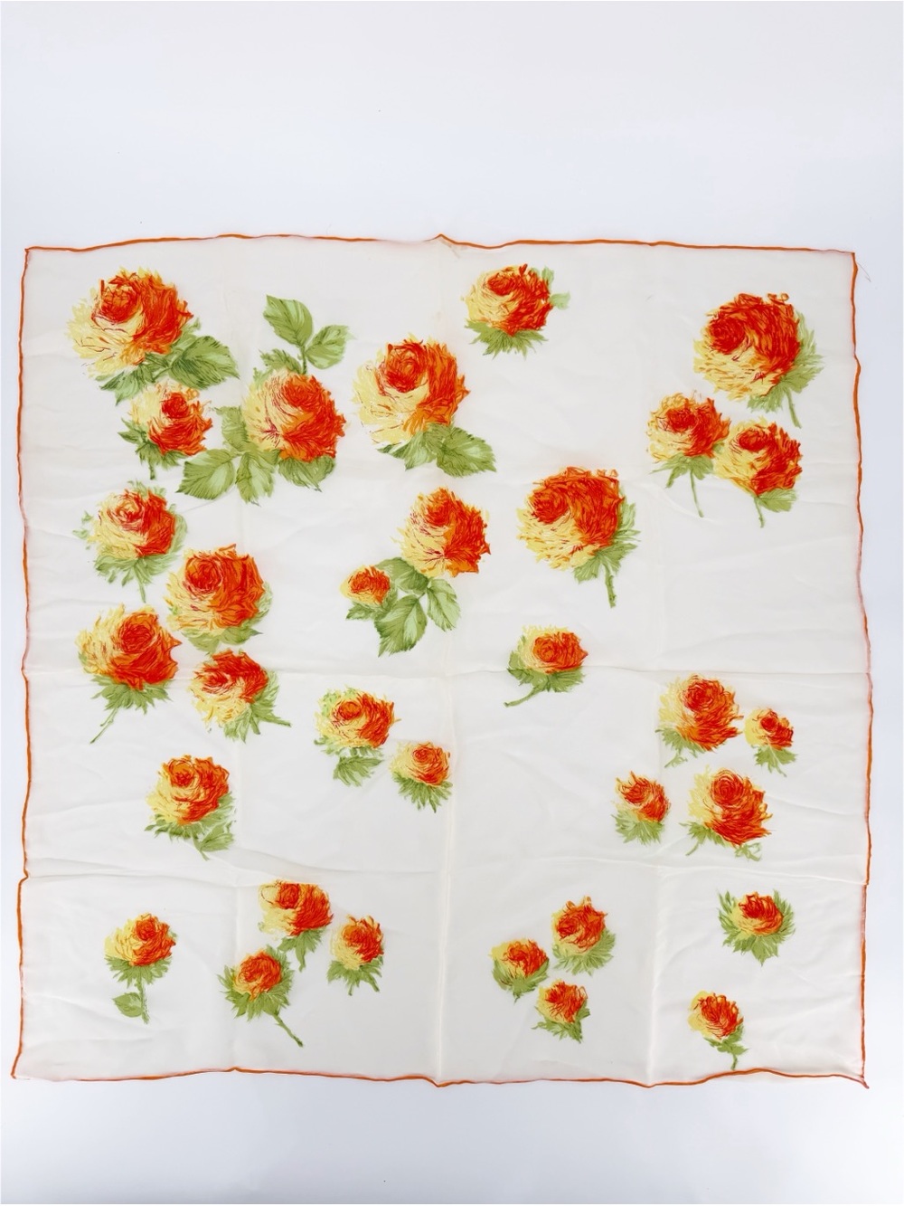 Vintage Yellow Orange Floral Scarf